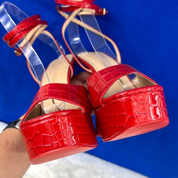 NWOT |•AZALEA WANG•| Red Croc Platform Bubble Heel Shoes Size 8 - Picture 9 of 12